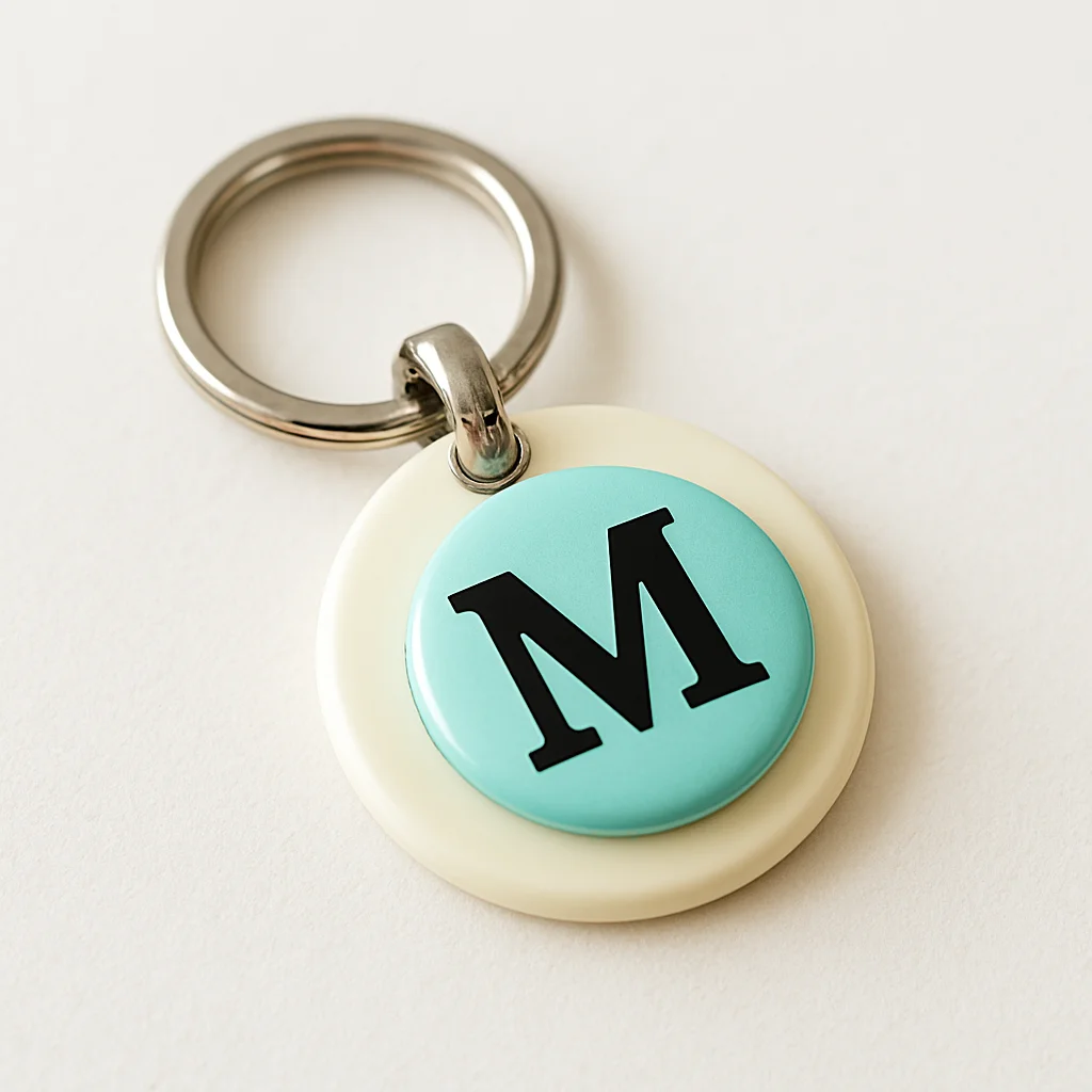 Personalized snap-button keychain with a custom initial button cl